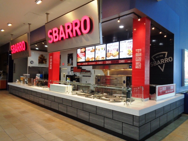Picture of a Sbarro restaurant constructed by Retail Construction Services, Inc.